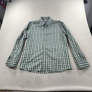 Peter Manning Shirt Mens 4 (Large) Green Check Plaid Button Front Long Sleeve